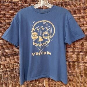 Volcom Juniors XL 16 Blue Short Sleeve Graphic Tee Shirt Wax Skater Streetwea…